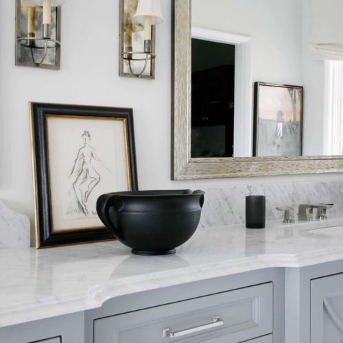 white carerra master bath vanity