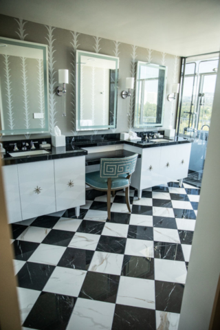 bathroom porcelain countertops and tile