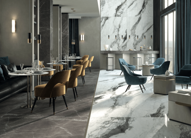Infinity Restaurant Total Grey porcelain countertops Renoir