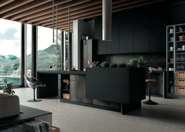 Infinity Cersaie Cucina porcelain countertops Nero Granite